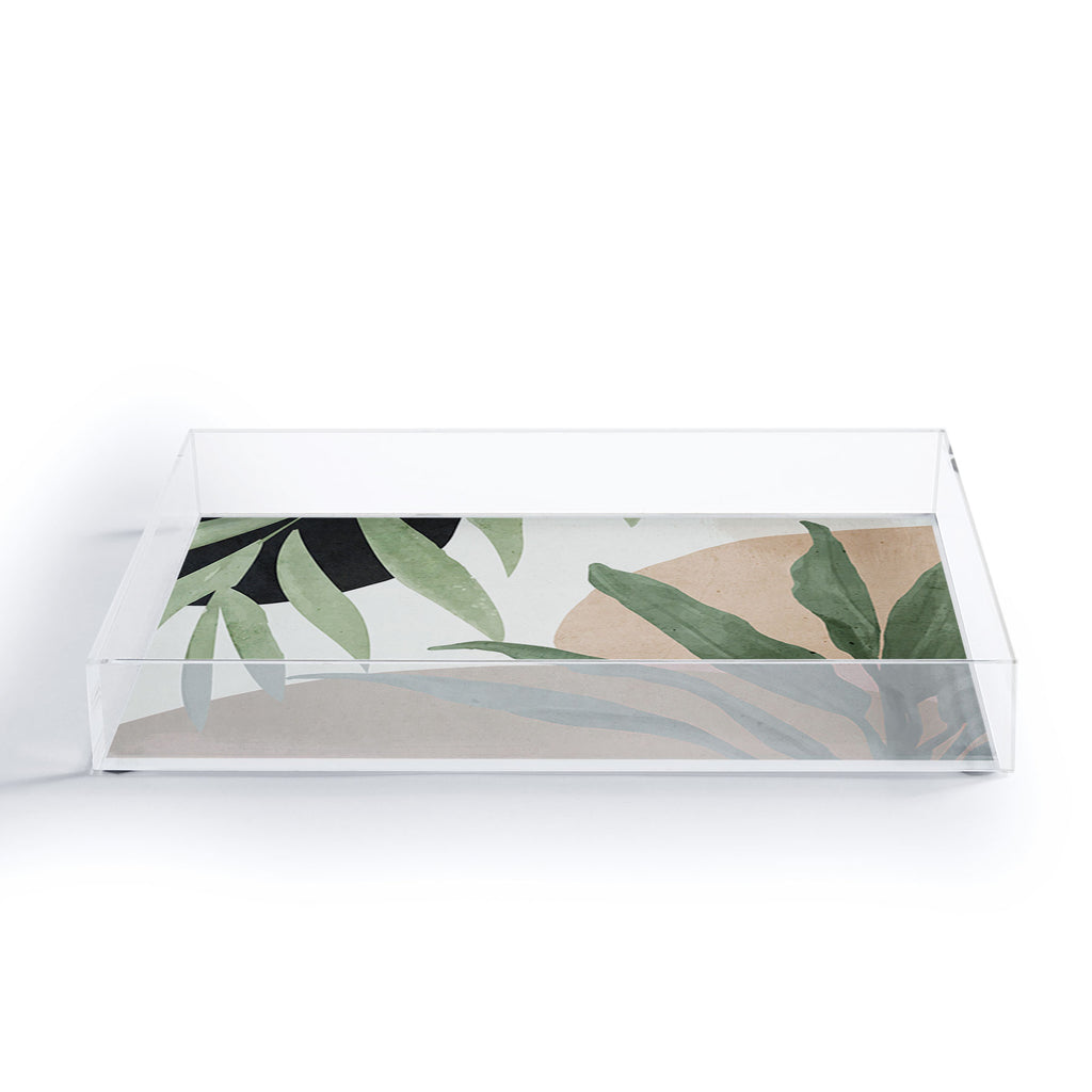 Abstract Art Tropical Leaves 4 Acrylic Tray Thingdesign
