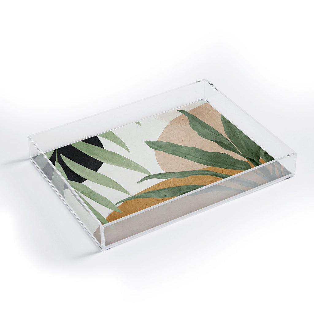 Abstract Art Tropical Leaves 4 Acrylic Tray Thingdesign