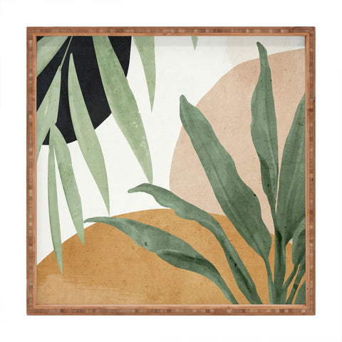 ThingDesign Abstract Art Tropical Leaves 4 Square Tray