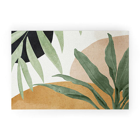 ThingDesign Abstract Art Tropical Leaves 4 Welcome Mat