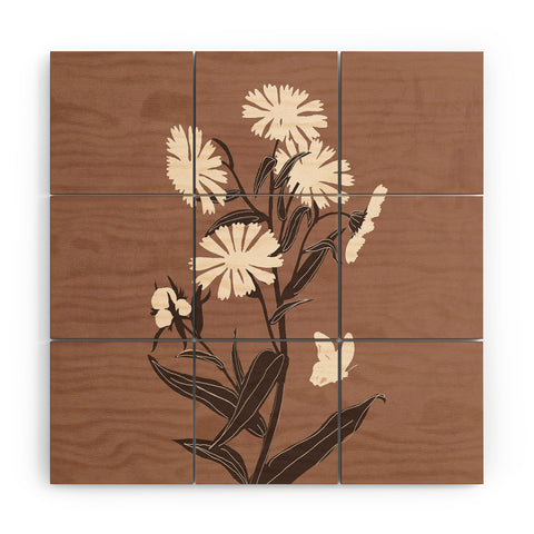 ThingDesign Abstract Flowers 16 Wood Wall Mural