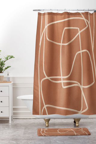 ThingDesign Abstract line art 22 MInimal Shower Curtain And Mat