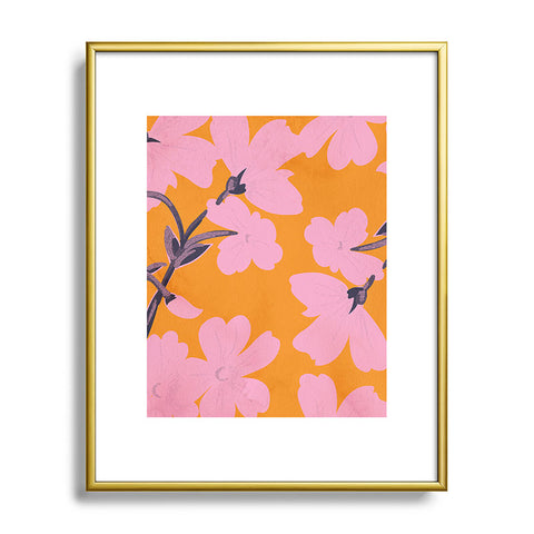ThingDesign Abstract Minimal Flowers 18 Metal Framed Art Print