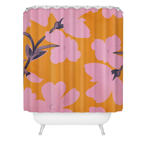 ThingDesign Abstract Minimal Flowers 18 Shower Curtain