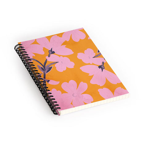 ThingDesign Abstract Minimal Flowers 18 Spiral Notebook
