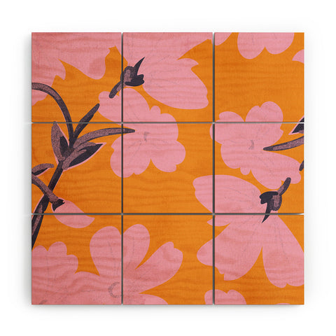 ThingDesign Abstract Minimal Flowers 18 Wood Wall Mural