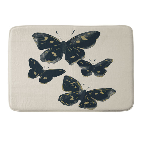 ThingDesign Black Butterflies 2 Memory Foam Bath Mat
