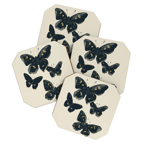 ThingDesign Black Butterflies 2 Coaster Set