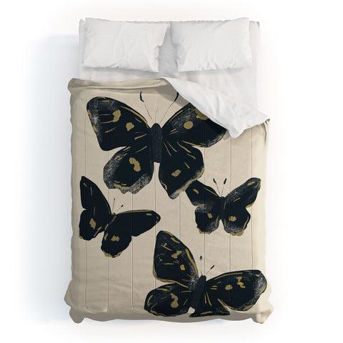 ThingDesign Black Butterflies 2 Comforter