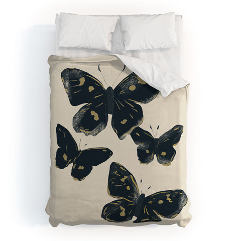ThingDesign Black Butterflies 2 Duvet Cover