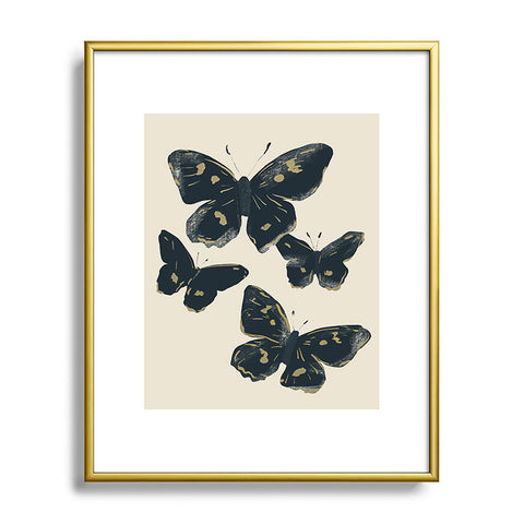 ThingDesign Black Butterflies 2 Metal Framed Art Print