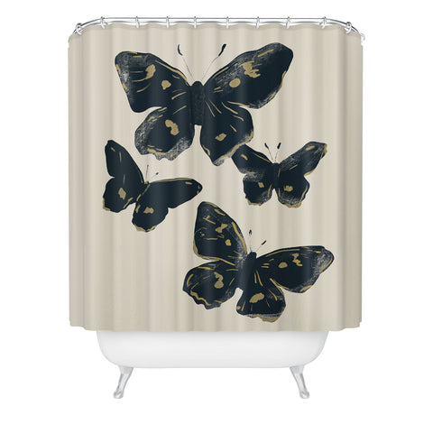 ThingDesign Black Butterflies 2 Shower Curtain