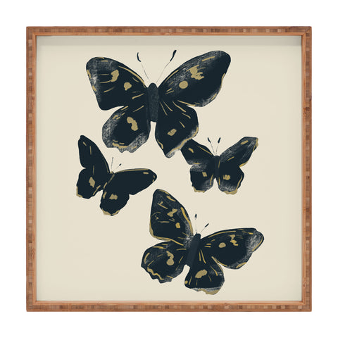 ThingDesign Black Butterflies 2 Square Tray