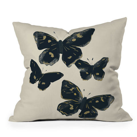 ThingDesign Black Butterflies 2 Throw Pillow