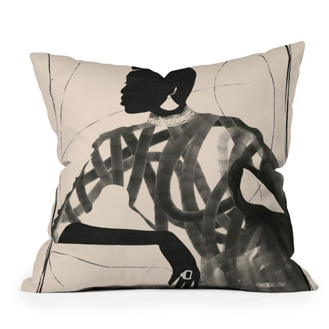 ThingDesign Lady Portrait Outdoor Throw Pillow
