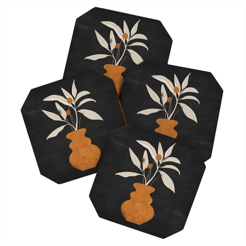 ThingDesign Minimal Abstract Art Vase Plant 11 Coaster Set