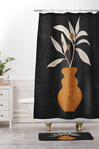 ThingDesign Minimal Abstract Art Vase Plant 11 Shower Curtain And Mat