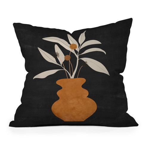 ThingDesign Minimal Abstract Art Vase Plant 11 Outdoor Throw Pillow