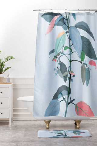 ThingDesign minimal plant 38 Shower Curtain And Mat