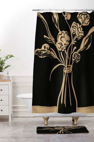 ThingDesign Minimalist Flowers In A Vase 5 Shower Curtain And Mat