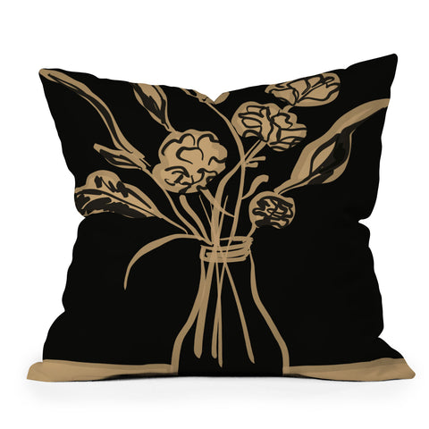 ThingDesign Minimalist Flowers In A Vase 5 Outdoor Throw Pillow