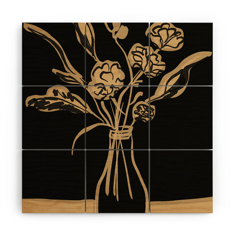 ThingDesign Minimalist Flowers In A Vase 5 Wood Wall Mural