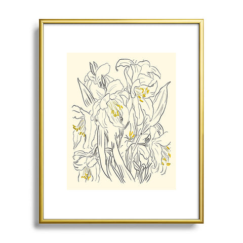 ThingDesign Minimalist Garden flowers Metal Framed Art Print