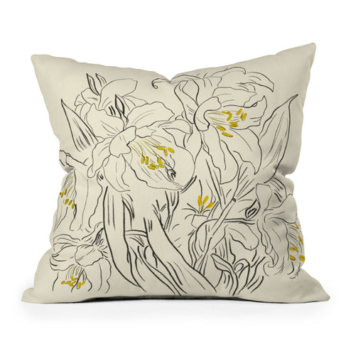 ThingDesign Minimalist Garden flowers Outdoor Throw Pillow