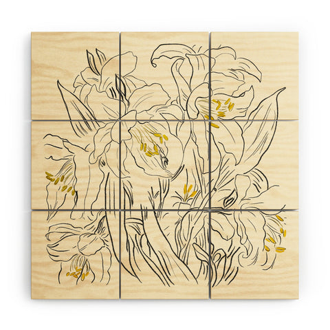 ThingDesign Minimalist Garden flowers Wood Wall Mural