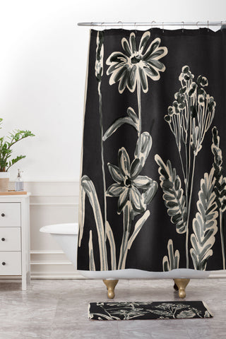 ThingDesign Minimalist wildflowers 3 Shower Curtain And Mat