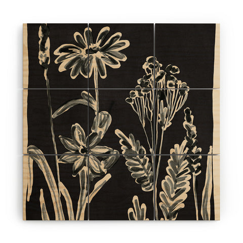 ThingDesign Minimalist wildflowers 3 Wood Wall Mural