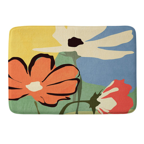 ThingDesign Modern Abstract Art Flowers 14 Memory Foam Bath Mat
