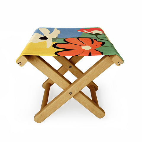 ThingDesign Modern Abstract Art Flowers 14 Folding Stool