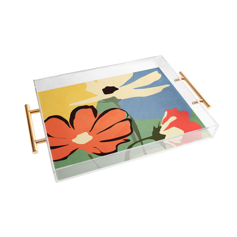 ThingDesign Modern Abstract Art Flowers 14 Acrylic Tray