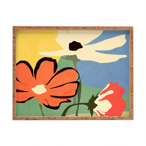 ThingDesign Modern Abstract Art Flowers 14 Rectangular Tray