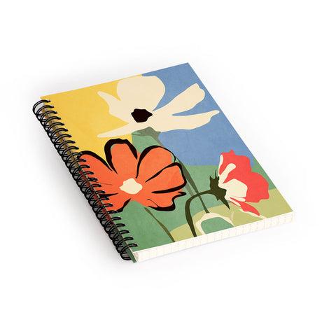 ThingDesign Modern Abstract Art Flowers 14 Spiral Notebook