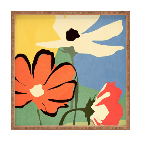 ThingDesign Modern Abstract Art Flowers 14 Square Tray
