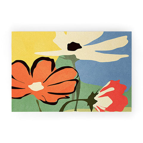 ThingDesign Modern Abstract Art Flowers 14 Welcome Mat