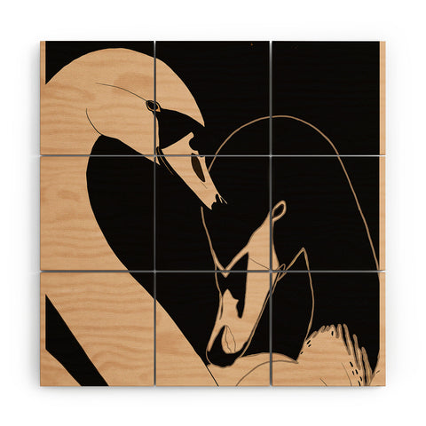 ThingDesign Two Swans I Wood Wall Mural