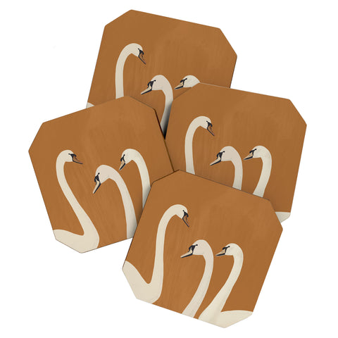 ThingDesign White Swans 2 Coaster Set