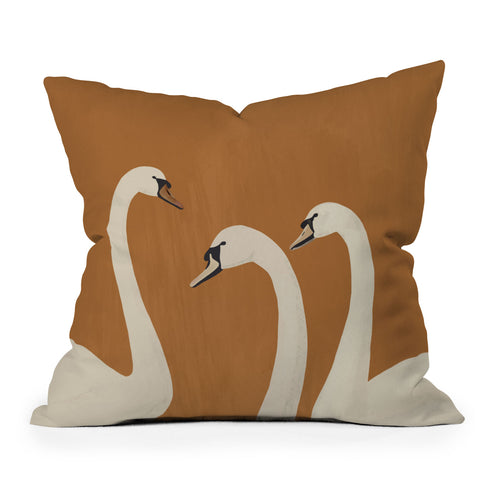 ThingDesign White Swans 2 Outdoor Throw Pillow