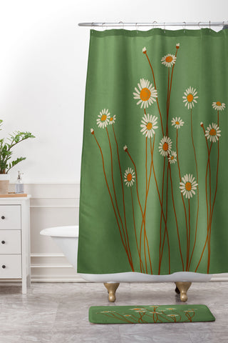 ThingDesign Wild Daisy Flowers 5 Shower Curtain And Mat