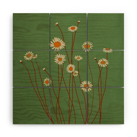 ThingDesign Wild Daisy Flowers 5 Wood Wall Mural