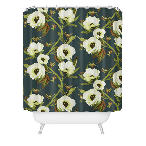 ThirtyOne Illustrations Circa in Olive Shower Curtain