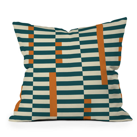 ThirtyOne Illustrations Latter Teal Outdoor Throw Pillow