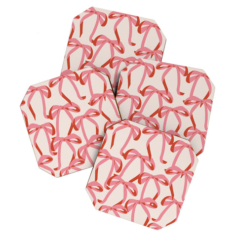 ThirtyOne Illustrations Pink Champagne Bows Coaster Set
