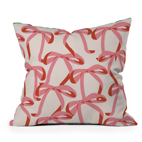 ThirtyOne Illustrations Pink Champagne Bows Throw Pillow