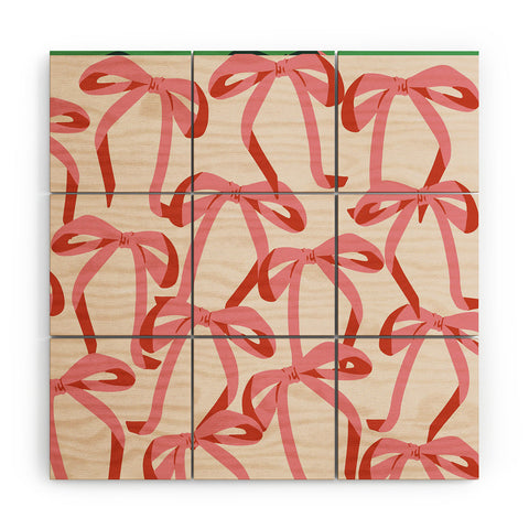 ThirtyOne Illustrations Pink Champagne Bows Wood Wall Mural