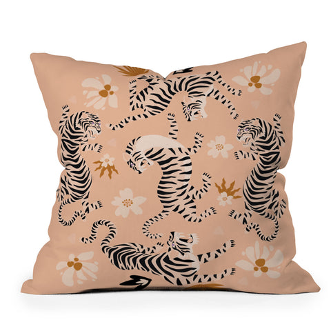 ThirtyOne Illustrations Tiger Garden Outdoor Throw Pillow