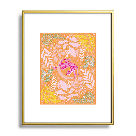 ThirtyOne Illustrations Tiger Moon in Tangerine Metal Framed Art Print